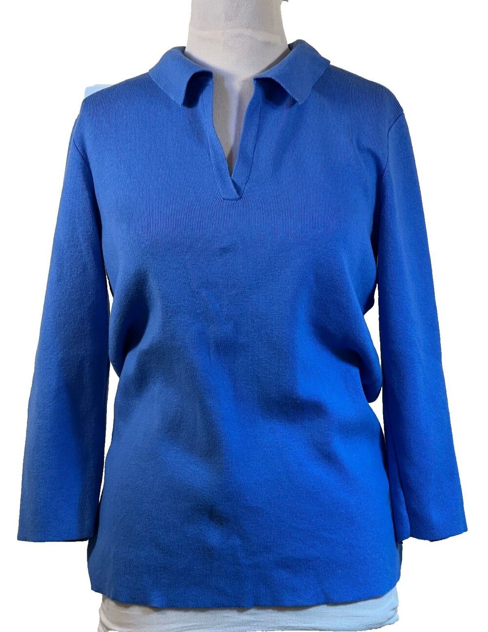 NWT Woolovers Open Polo Neck Top Fine Knit Organic Cotton Cashmere Top M